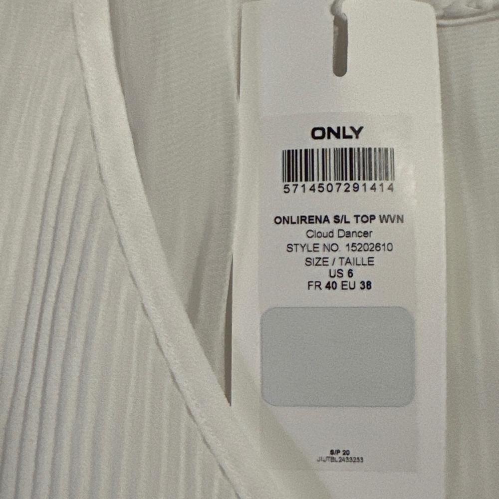 ONLY plisse-pleated sheer white sleeveless v-neck flowy blouse size 38 Onlirena - Picture 6 of 8
